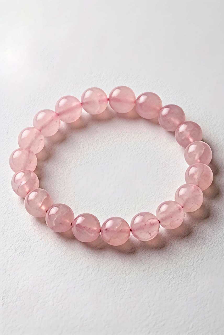 रोझ क्वार्ट्झ क्रिस्टल ब्रेसलेट